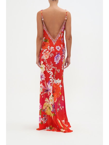 V Neck Full Length Bias Slip Dress Camilla Located in Boca Raton FL Alene Too