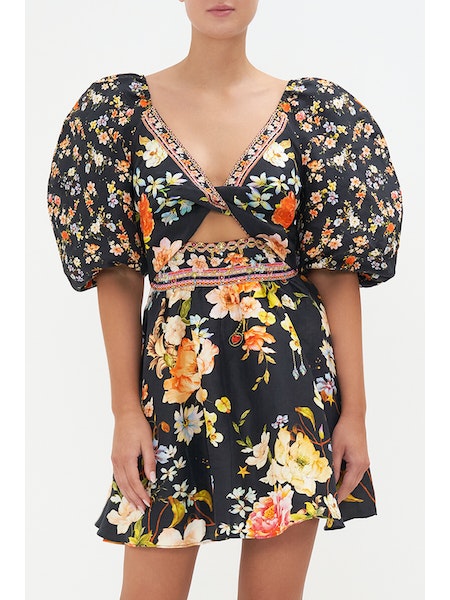 puff sleeve silhouette dress – célon