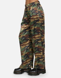 Mabel Camo Pant by Michael Lauren | Made in LA 100% Rayon Dry Clean Recommended ML Signature Soft Satin Fabric Elasticized Waistband Wide Leg Styling Side Pocket Detail | Alene Too in Boca Raton, FL