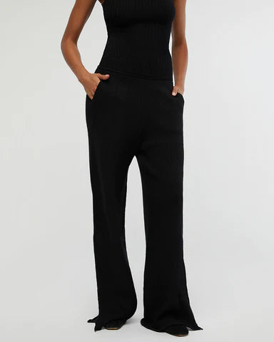 Cable Knit Pull On Pant by WeWoreWhat | wide-leg pull on pant comes in a soft cable knit with an elasticized waistband. Pull on with elastic waistband Wide leg Cable pattern | Alene Too ln FL