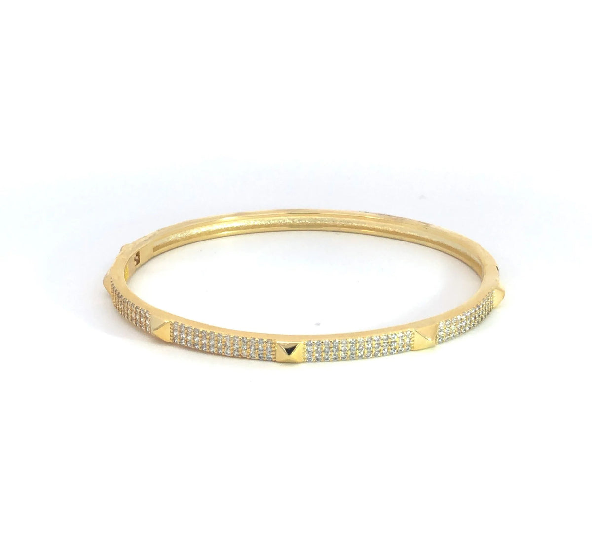 Thin CZ Paved Pyramid Bangle Bracelet