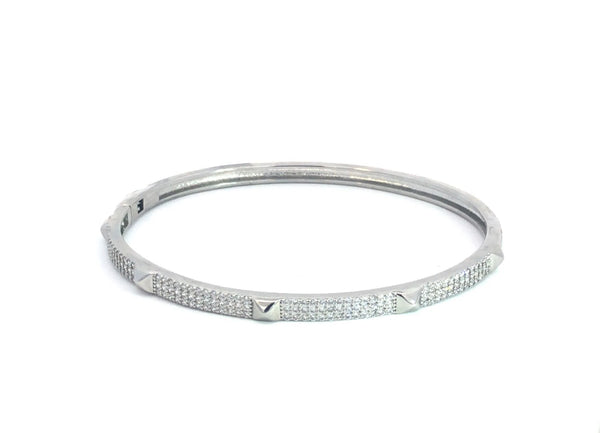 Thin CZ Paved Pyramid Bangle Bracelet | Frankie J | Alene Too